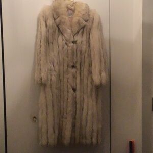 VTG Long White Fox  Fur Coat - Cream SZ SMALL vintage 1980s